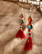 Blue Pottery 2 Bead With Tassels Earring (Brown)